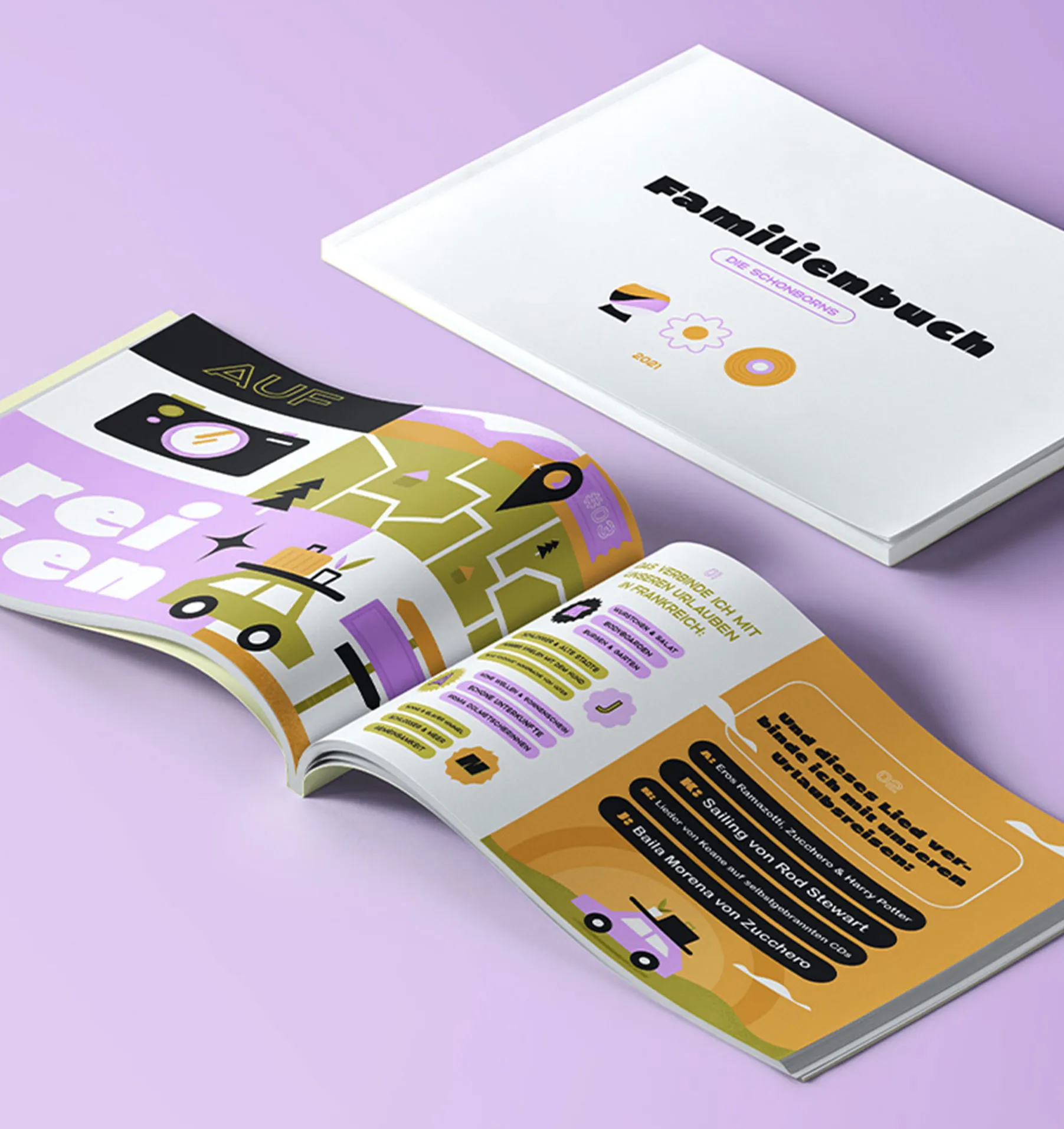 Ein aufgeschlagenes Buch mit Illustrationen und Text