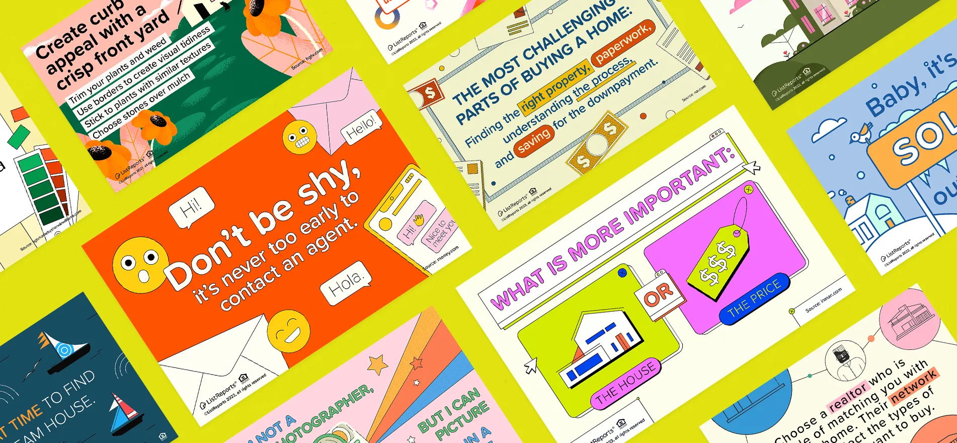 Unterschiedliche Illustrationen auf einem rosafarbenen Hintergrund